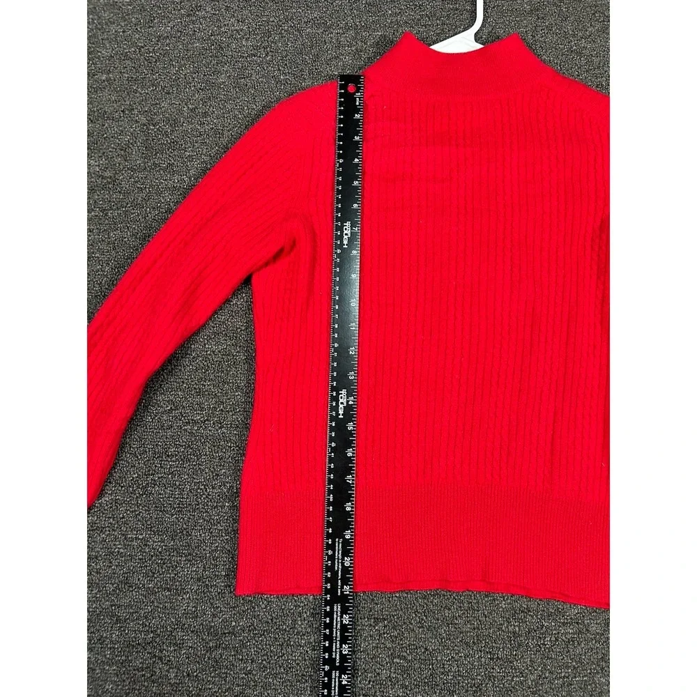 Investments Cashmere Sweater Women's‎ XS Red 100% Cashmere Cable Knit Pullover